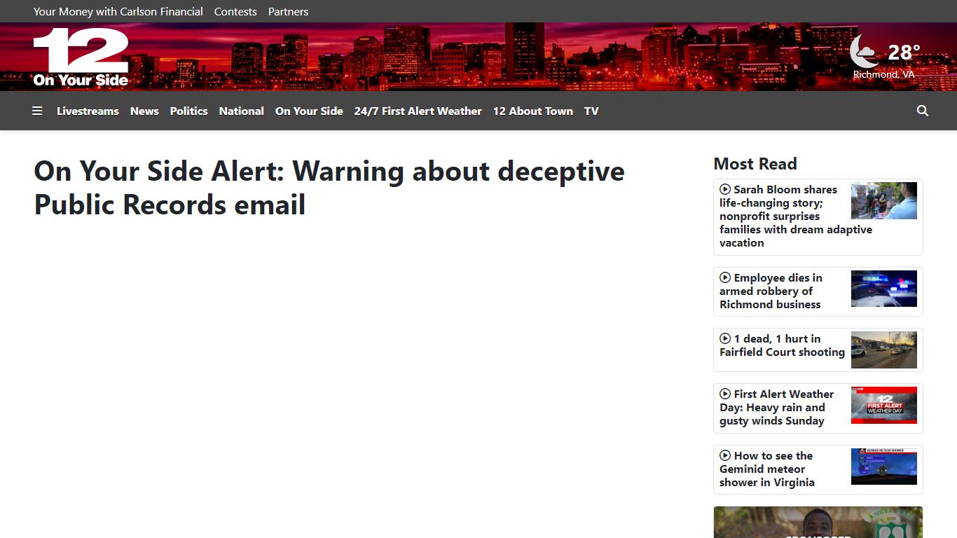 On Your Side Alert: Warning about deceptive Public Records email